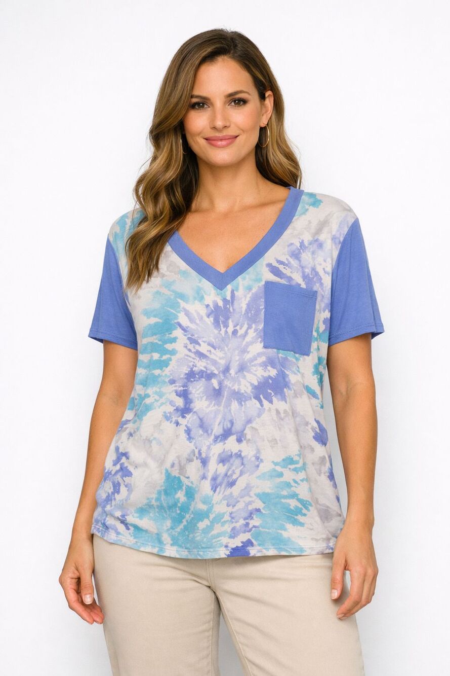 Tie-Dye Pocket Tee in Blue